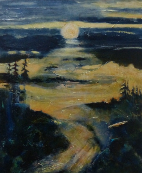 Solstice Moon SOLD  24' x 20" Acrylic, mixed media on canvas